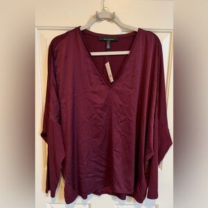 NWT White House Black Market blouse. Size XL, plum.